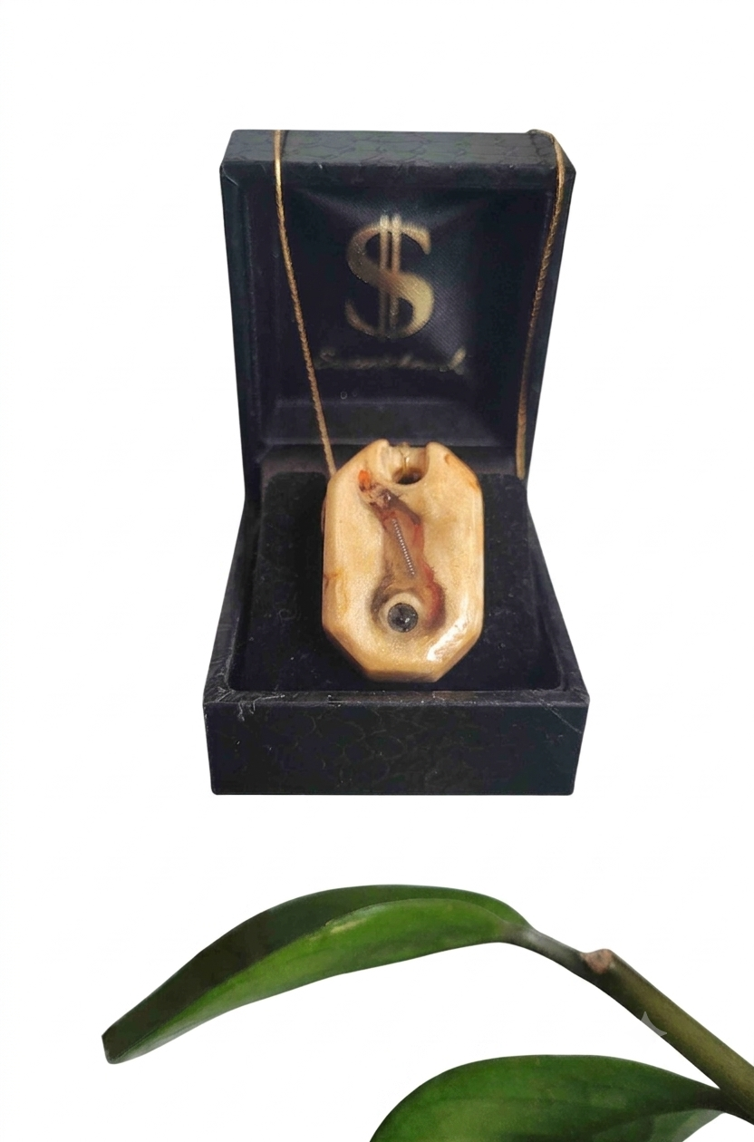 Saitenschmuck Kunstwerk Flame - Karelische Maserbirke mit schwarzem Spinell – Bild 2