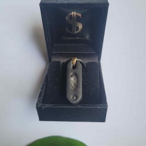 Saitenschmuck „Noten“ Halskette aus Ebenholz mit Amethyst